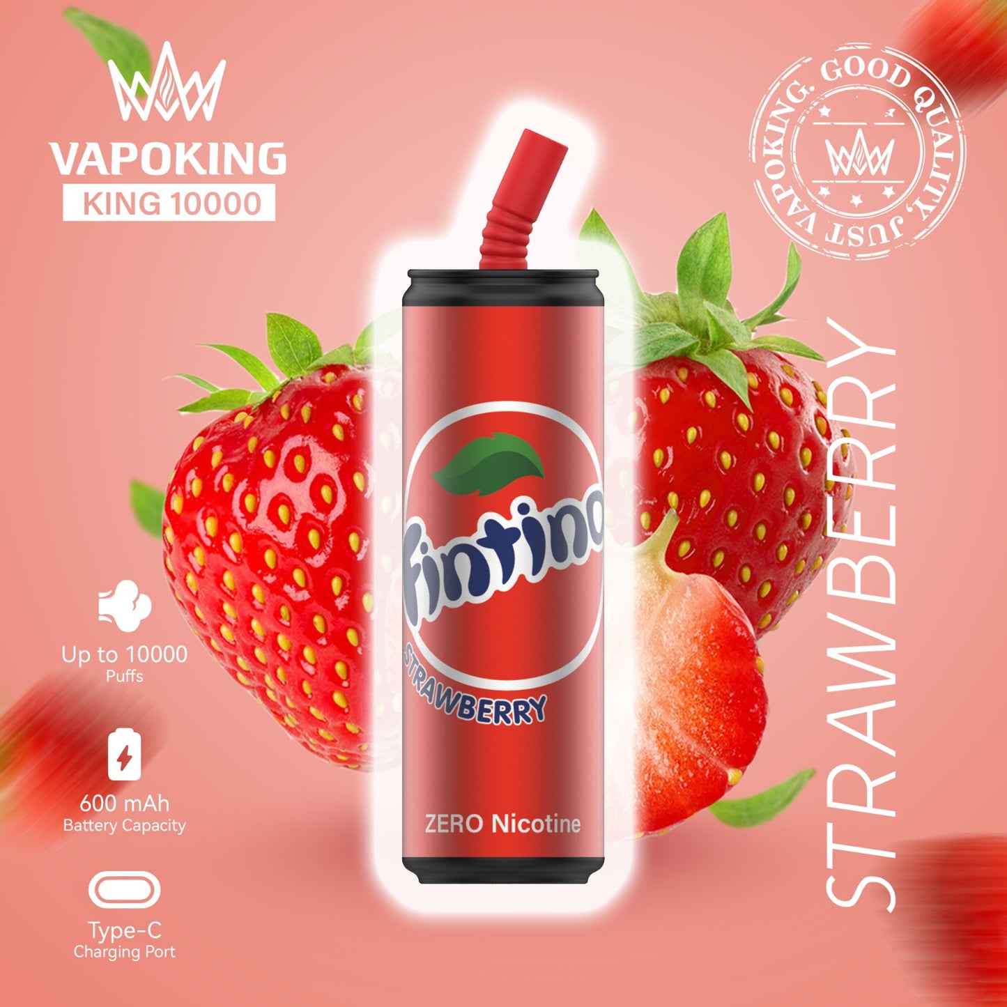 VAPOKING – KING 10.000 PUFSS - STRAWBERRY